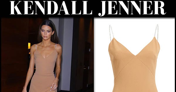 Kendall Jenner in beige crystal trim ...
