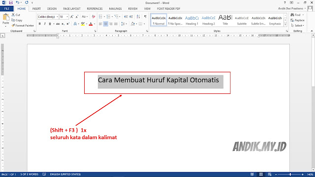 microsoft office, microsoft word, microsoft word 2013, tutorial, membuat huruf besar, huruf capital, lowercase, uppercase