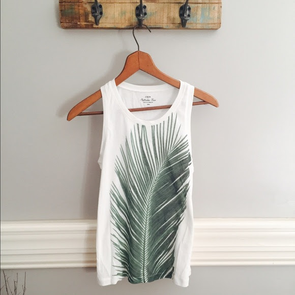 Palm Graphic tank by J. Crew from Poshmark seller @kimdoeswork white and green earthy hippie summer fashion 