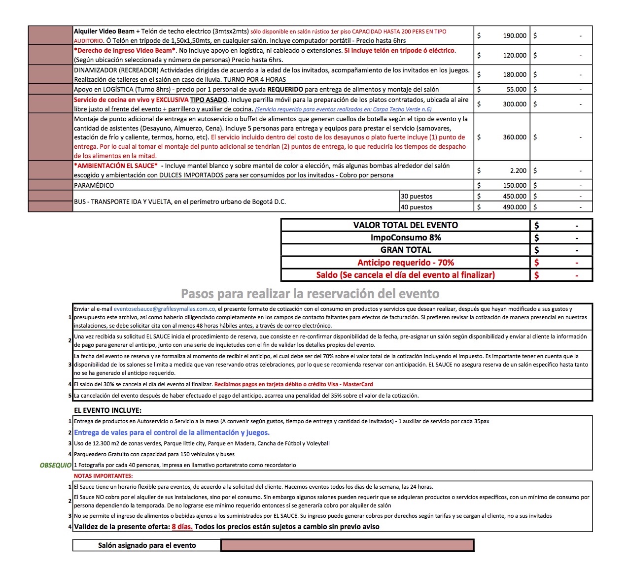 formato para cotizacion de servicios