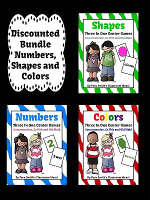 Fern Smith's Shapes, Colors and Numbers Math Center Card Games!