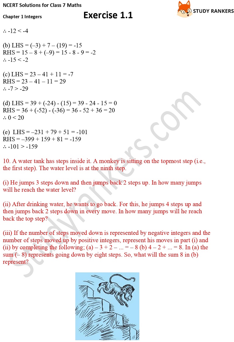 NCERT Solutions for Class 7 Maths Ch 1 Integers Exercise 1.1 5