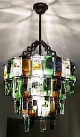 Lámparas con botellas de vidrio recicladas 