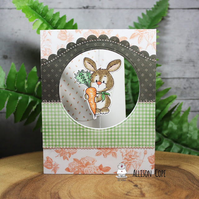 Spinning Bunny Card by Allison Cope featuring the "Bunny with Carrot" digi stamp by Gerda Steiner Designs