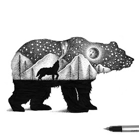 03-Bear-and-Howling-Wolf-Thiago-Bianchini-Eclectic-Collection-of-Drawings-and-Illustrations-www-designstack-co