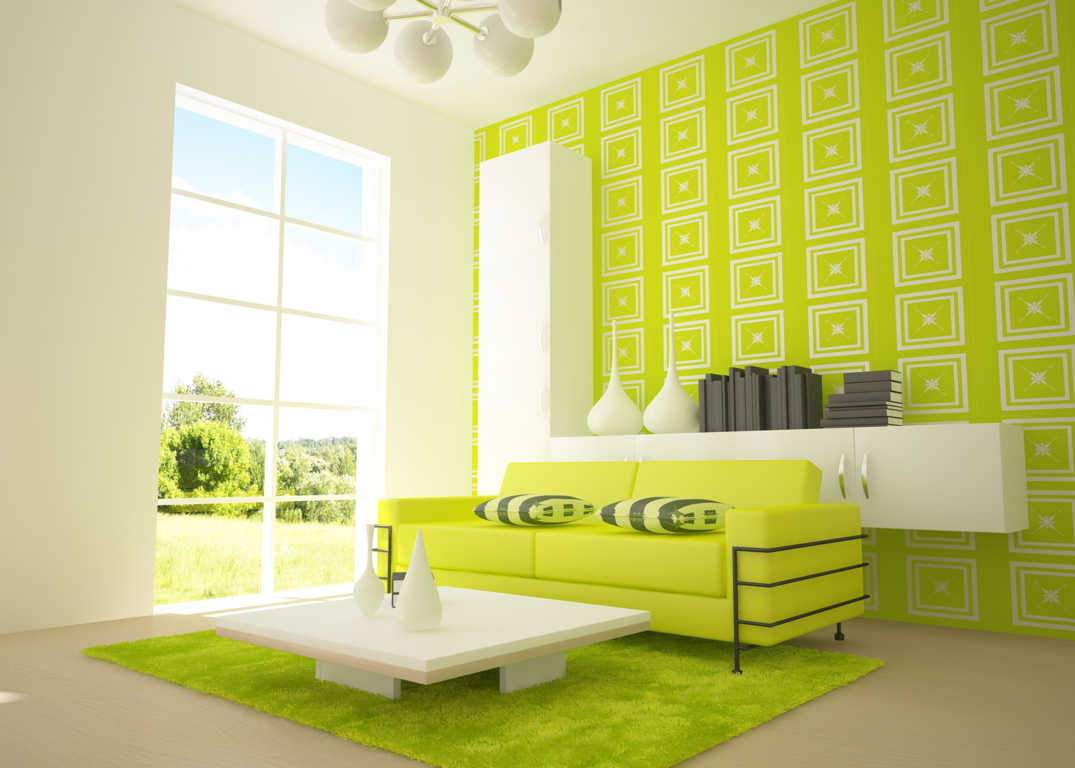 DESAIN INTERIOR RUANG TAMU BERNUANSA HIJAU | IDAMAN