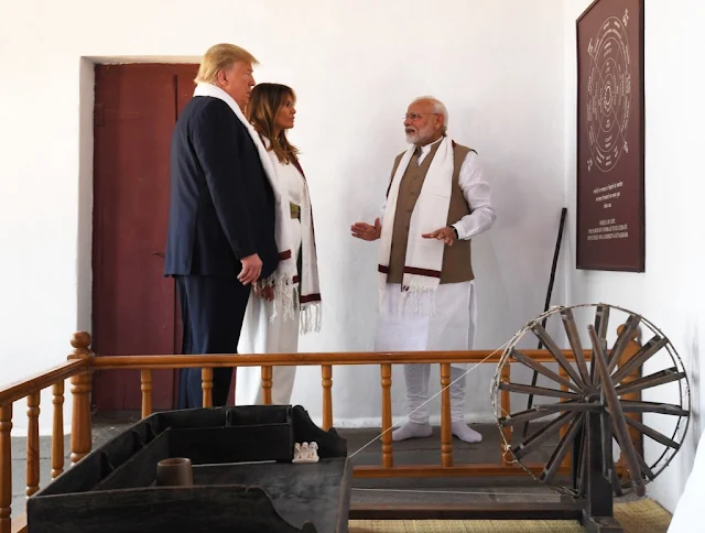 Image Attribute: President Donald Trump and First Lady Melania Trump with Prime Minister Narendra Modi at Sabarmati Ashram / Date: February 24, 2020, / Source: PMO 
