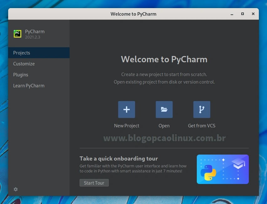PyCharm executando no Fedora 35 Workstation