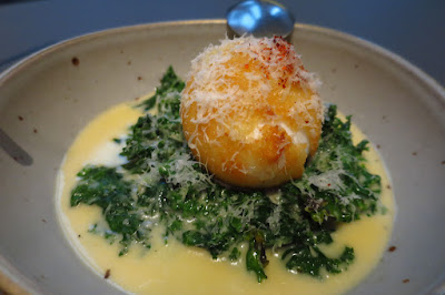 Fat Belly Social Steakhouse, creamed kale parmesan egg
