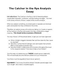 the catcher in the rye argumentative essay