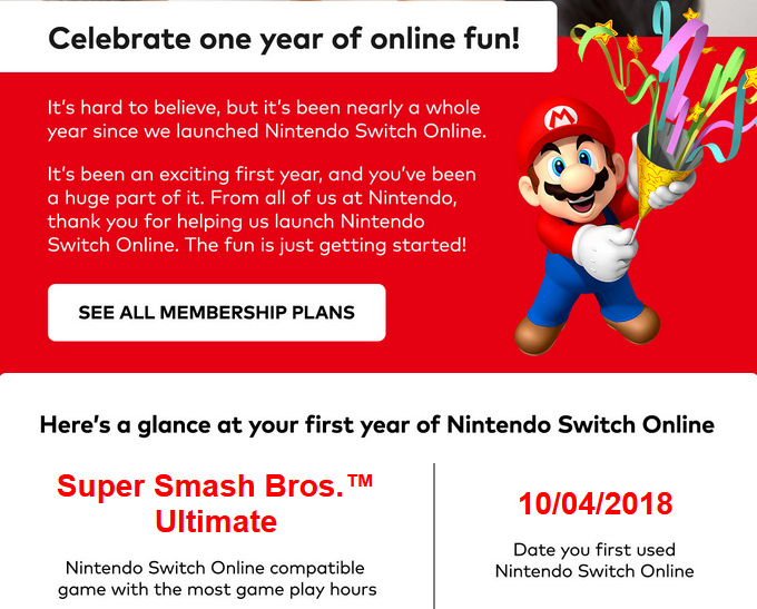 nintendo switch online 1 year