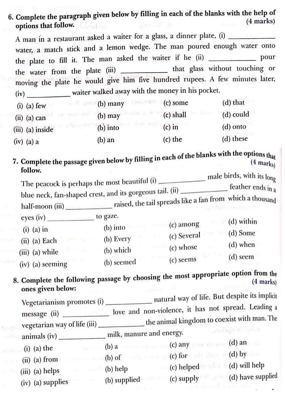 5th Standard Fill In The Blanks