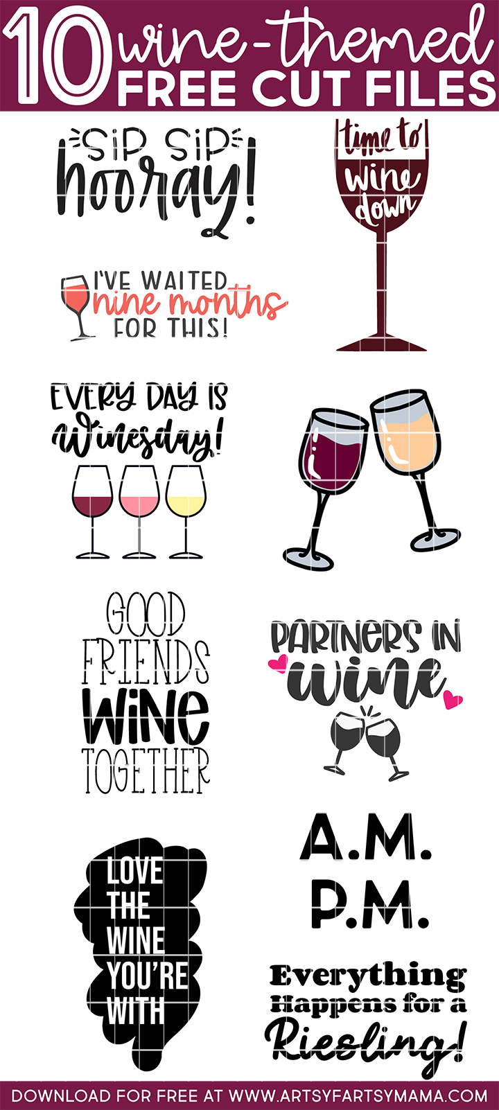 10 FREE Wine SVG Cut Files