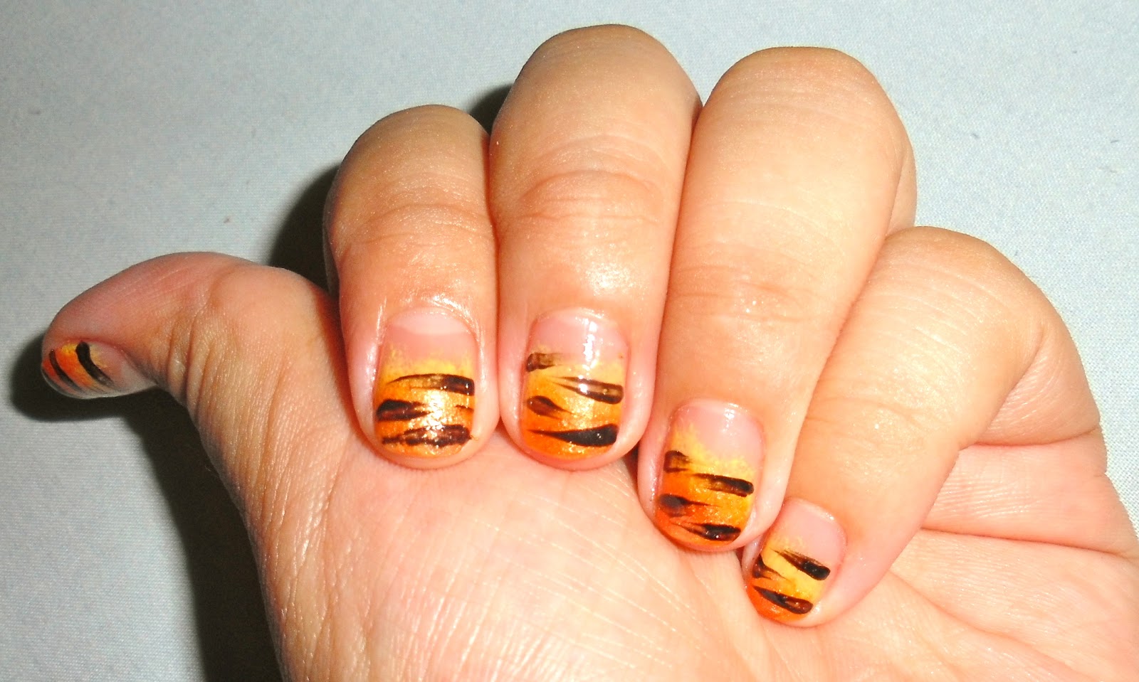 It's All About Nail Arts Tiger Prints in Gradient Nails