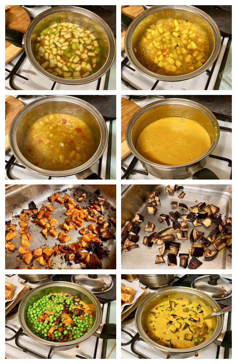 Green Gourmet Giraffe Banana katsu curry wih tofu nuggets.