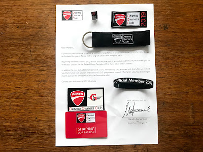 2019 Desmo Owners Club Membership Packets