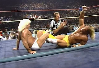 NWA The Great American Bash 1988 (The Price of Freedom) - Ric Flair punishes Lex Luger with a figure four