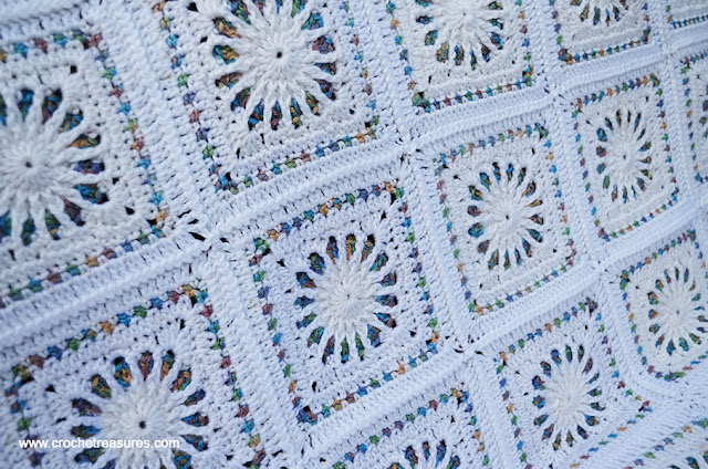 White Stained Glass Afghan, Free Crochet Pattern, Crochet Afghan Pattern, Granny Squares