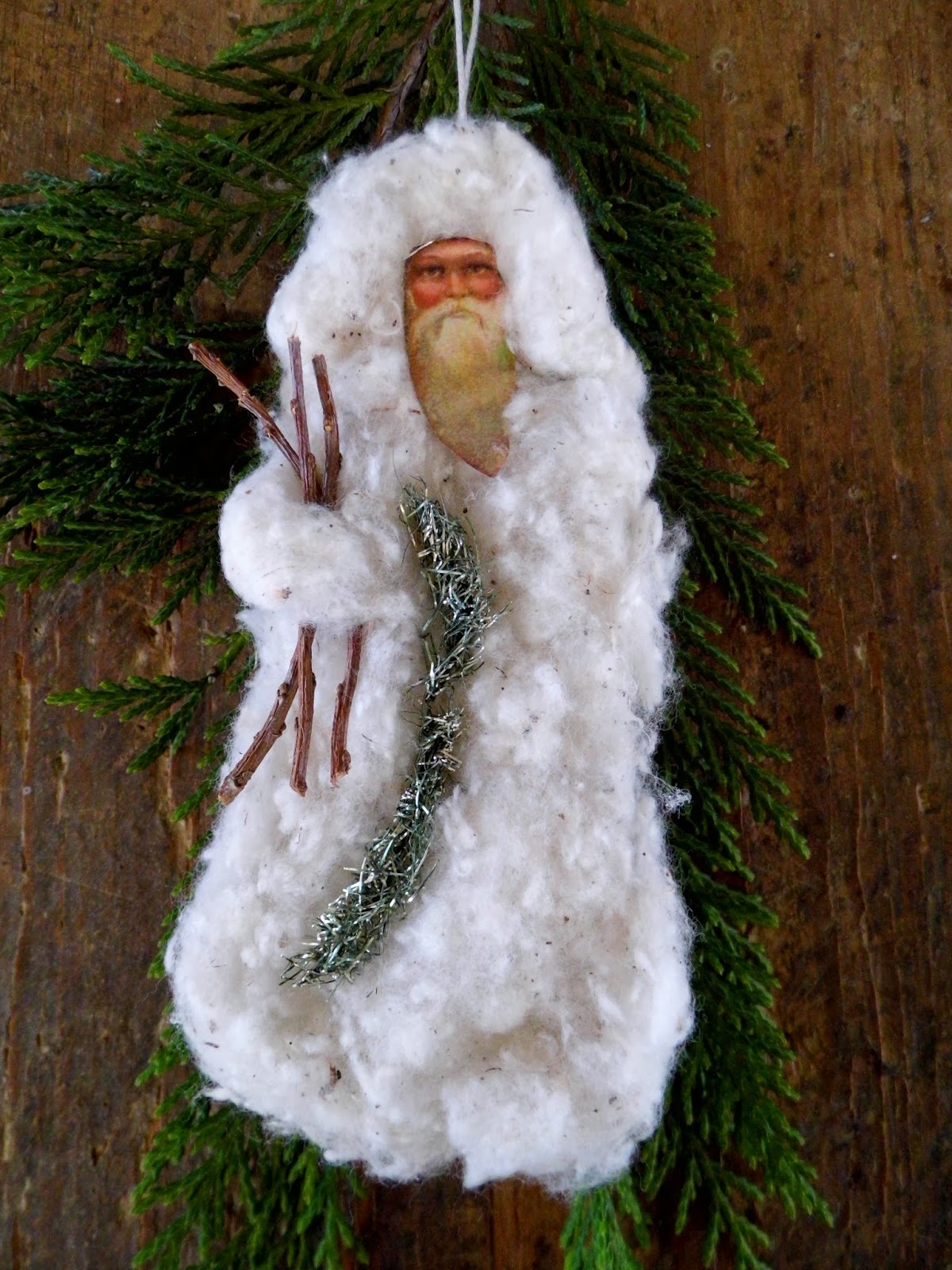 Homestead Farm Cotton Batting Santa made from vintage Batting