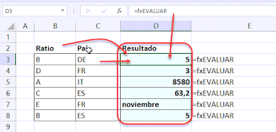 Macro Excel 4.0- EVALUAR. Elegir entre fórmulas