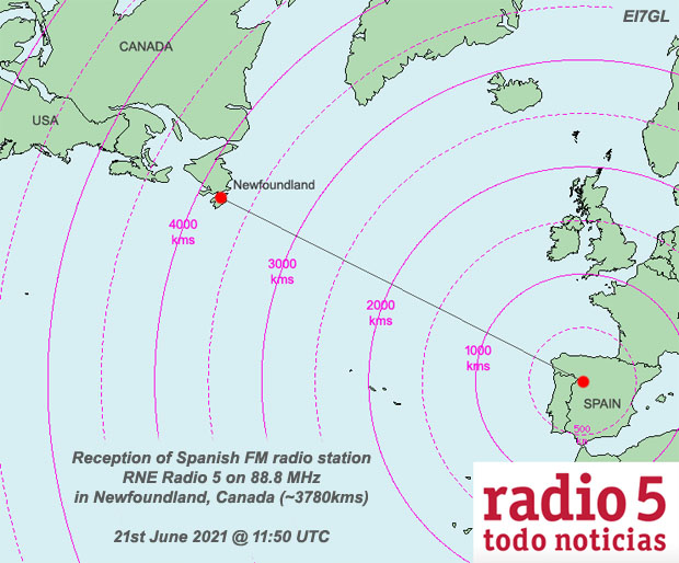 Ei7gl A Diary Of Amateur Radio Activity Spanish Radio Station On 88 8 Mhz Heard Across The Atlantic In Newfoundland Canada 21st June 2021