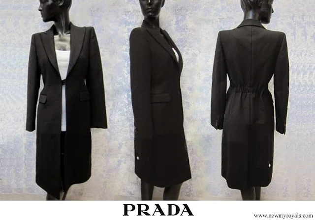 Crown Princess Mary wore a Prada Cappotto black coat