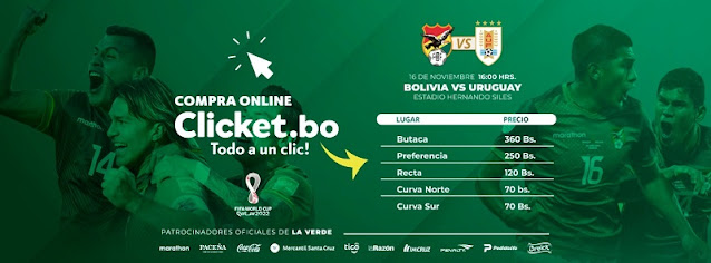 Venta de Entradas para el Bolivia vs Uruguay