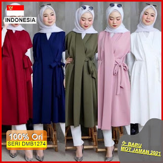 DMB1274 JUMPSUIT OVERALL CARDIGAN 1KG MUAT 5PCS KALEA LONG OUTER KARDIGAN MOSCREPE PREMIUM KARDIGAN WANITA BARU 2021