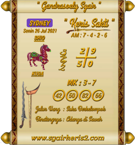 Kode Syair Sydney 26 Juli 2021 - Prediksi Sdy Jitu - Keraton4D