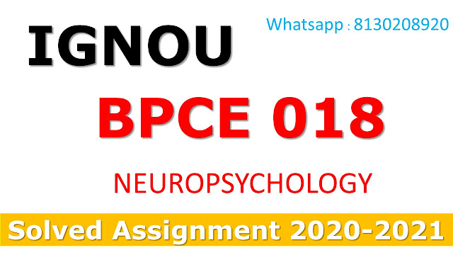 BPCE 018 NEUROPSYCHOLOGY Solved Assignment 2020-21