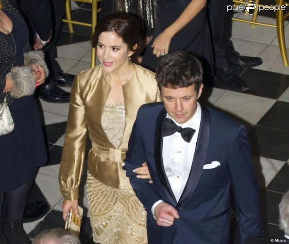 Queen Margrethe, Prince Henrik, Crown Prince Frederik, Crown Princess Mary, Prince Christian, Princess Isabella, Prince Joachim, Princess Marie, Prince Felix and Prince Nikolai at dinner