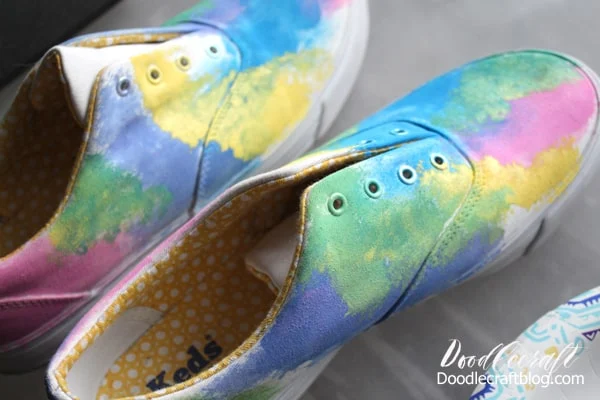Upcycle plain white keds into shoes that are out of this world galaxy painted shoes