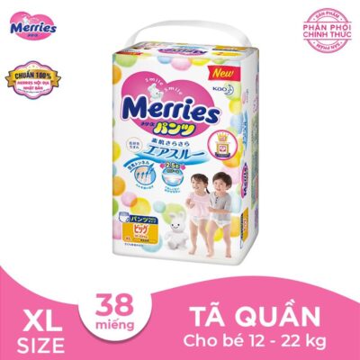 Bỉm/Tã quần Merries size XL 38 miếng (cho bé 12 – 22kg)