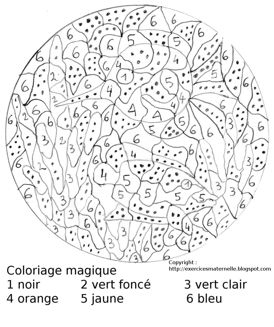 Maternelle: Coloriage magique, poissons
