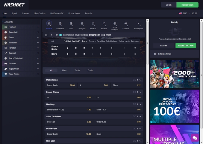 Nashbet Live Betting Screen