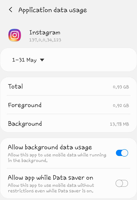 Check Instagram data usage