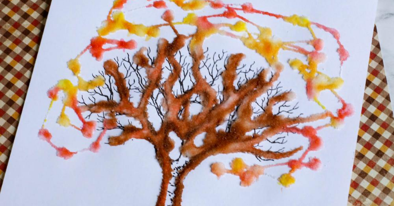 Salt Painting Autumn Tree Art - Messy Little Monster