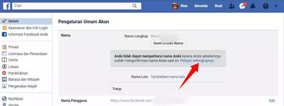 Panduan Cara Mengganti Nama di facebook Tanpa Menunggu 60 Hari Melalui Laptop