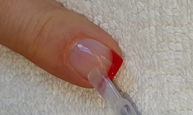 Life World Women: Red Side French Manicure With Black & White Needle ...