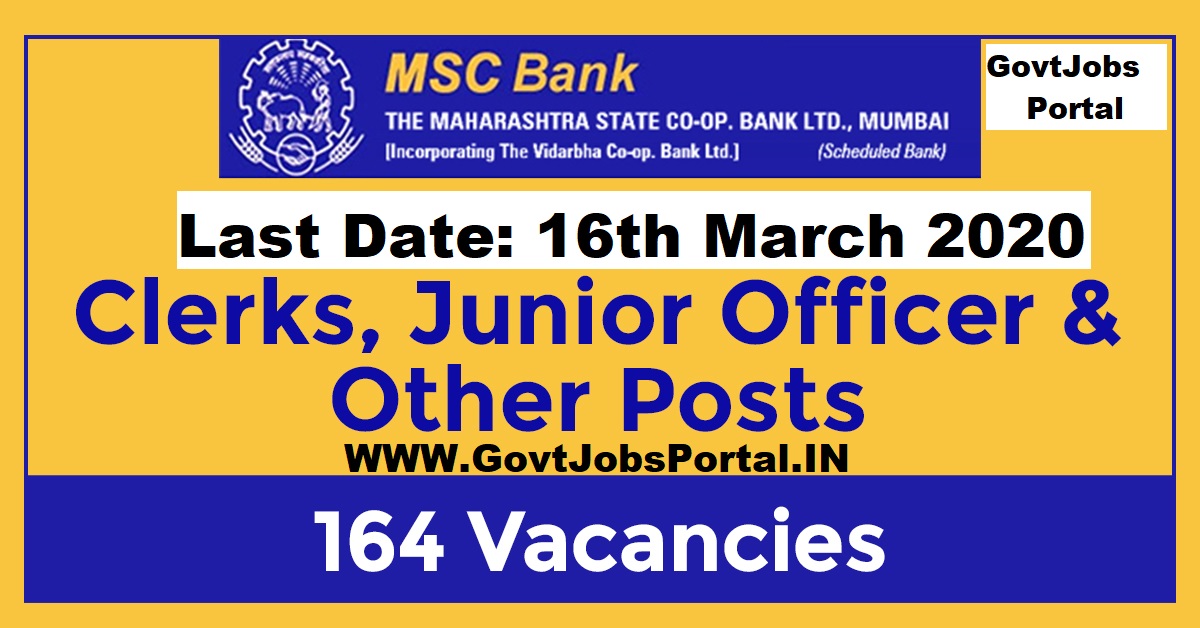 MSC Bank Jobs 2020 Maharashtra State Cooperative Bank Recruitment
