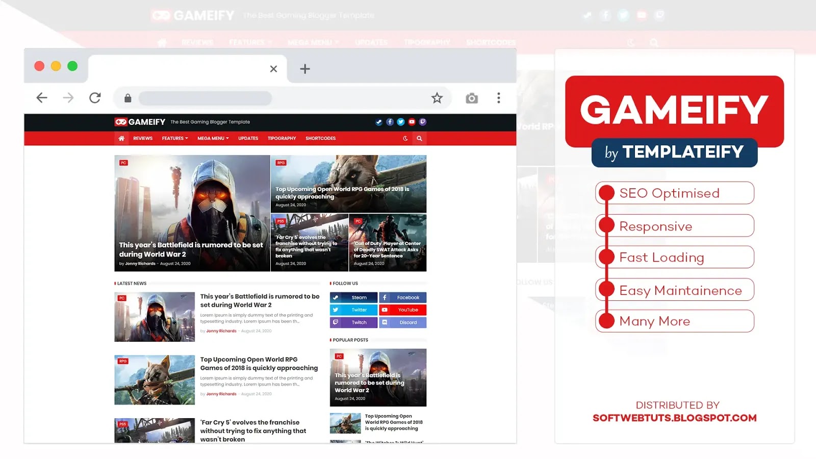 Gameify - Blog & Magazine Gaming Blogger Template Gameify - Blog & Magazine Gaming Blogger Template