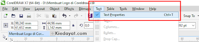 Text Properties Coreldraw X7