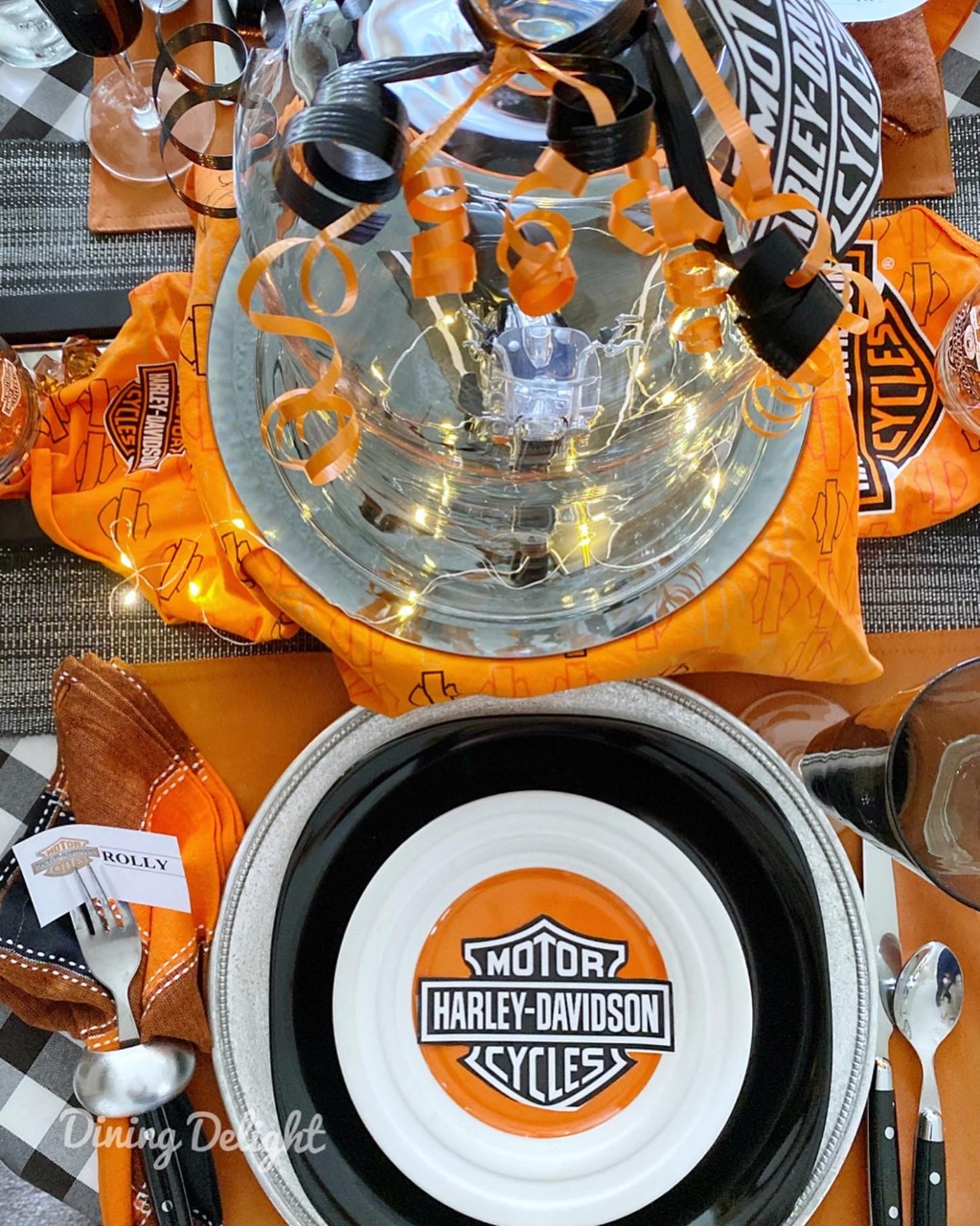 Dining Delight Father's Day Table with Harley Davidson Theme