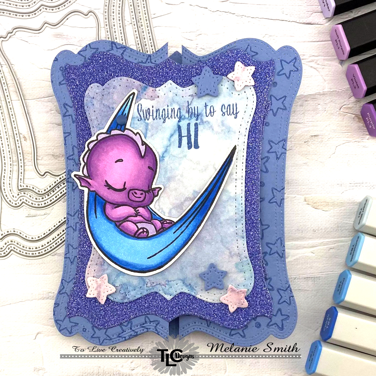 Melanie Stamps TLC Designs Daisy Frame Fancy Fold Card