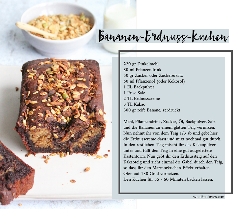 veganes Bananenbrot mit Erdnuss-Swirl