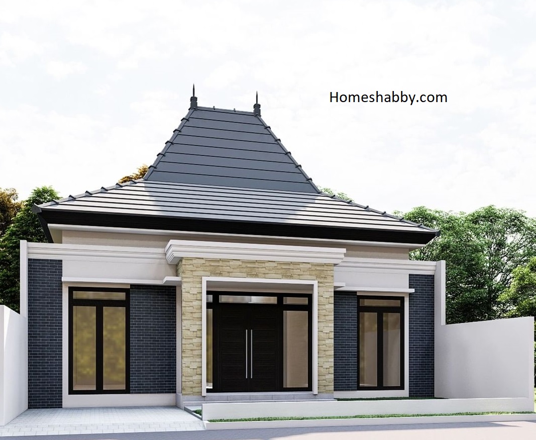 Desain dan Denah Rumah Ukuran 12 x 14.5 M Dengan Eskterior Jawa Modern