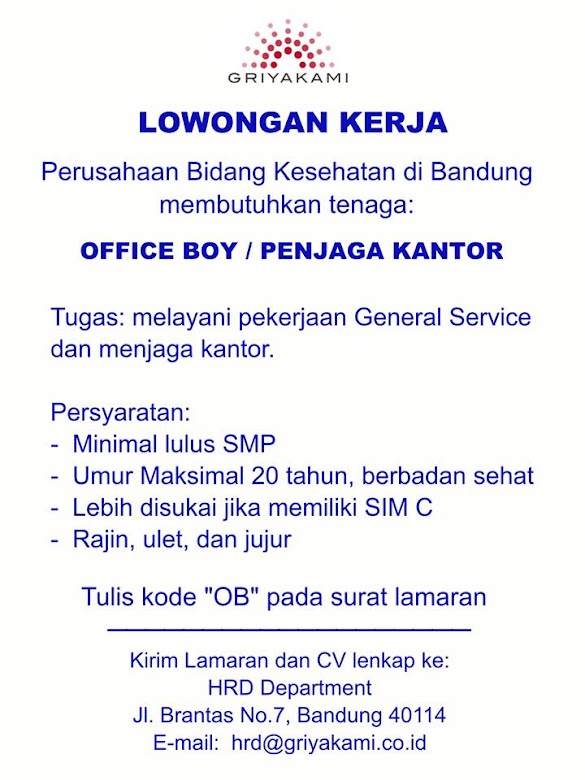 Lowongan Kerja Bandung 2019 Lulusan Smp