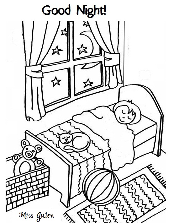 n is for night coloring pages - photo #18