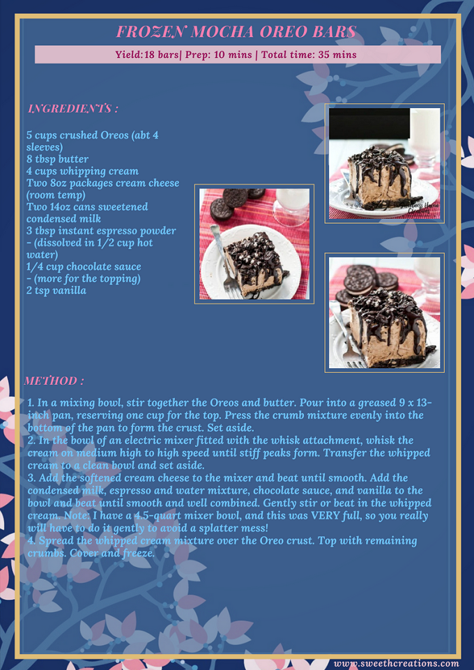 FROZEN MOCHA OREO BARS RECIPE SHC 15 EASY DELISH SUMMER DESSERT RECIPES