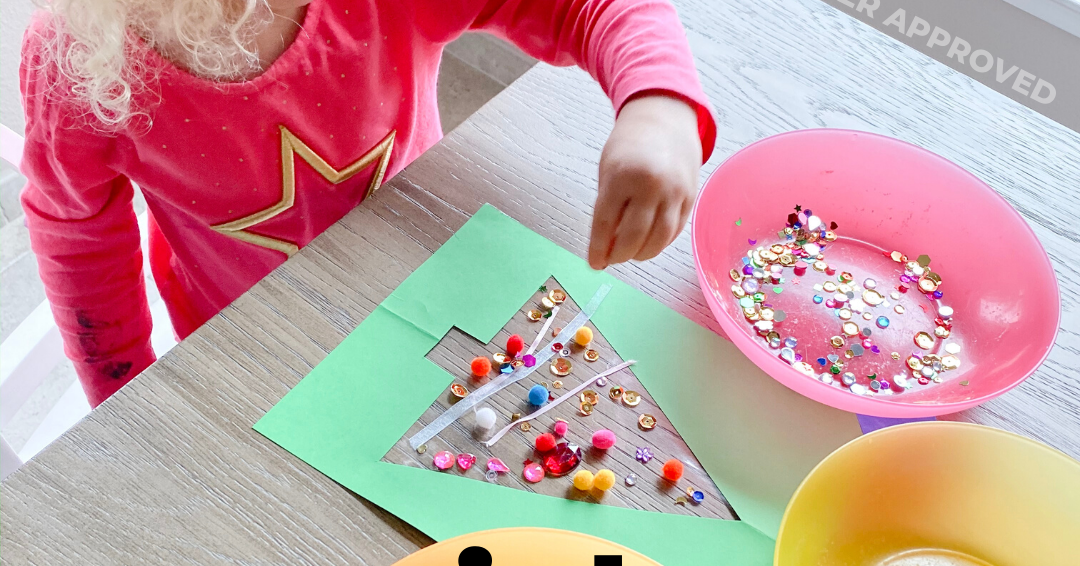Toddler Approved! Sticky Tree Holiday Craft for Toddlers